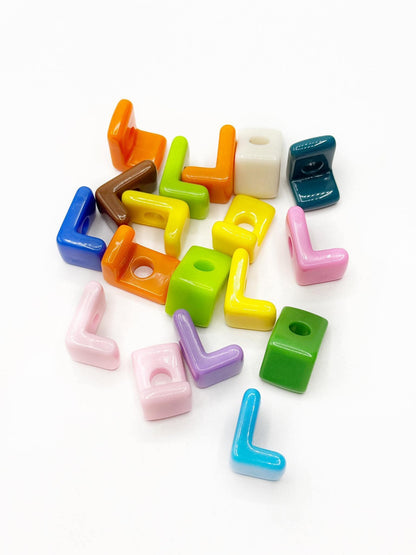 Mixed Primary SOLID Random Color Acrylic Large 20mm HORIZONTAL Hole Letter Beads