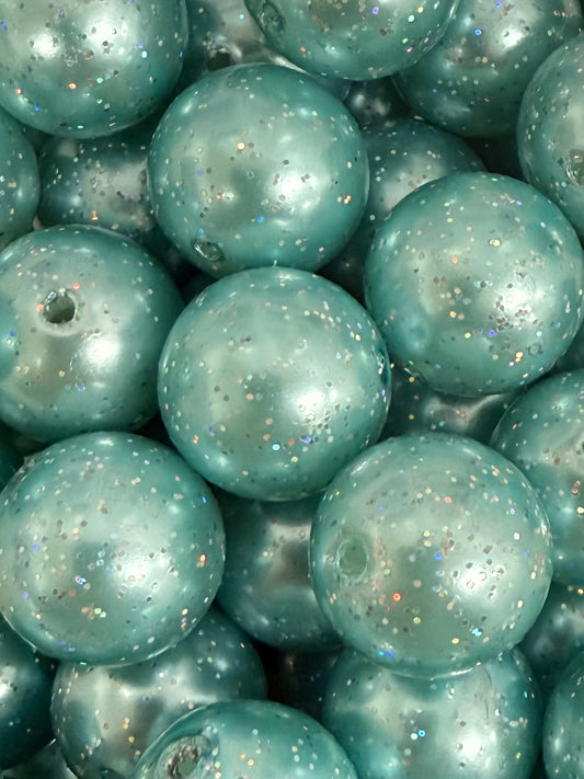 Baby Blue Solid Glitter 20mm Acrylic Bead