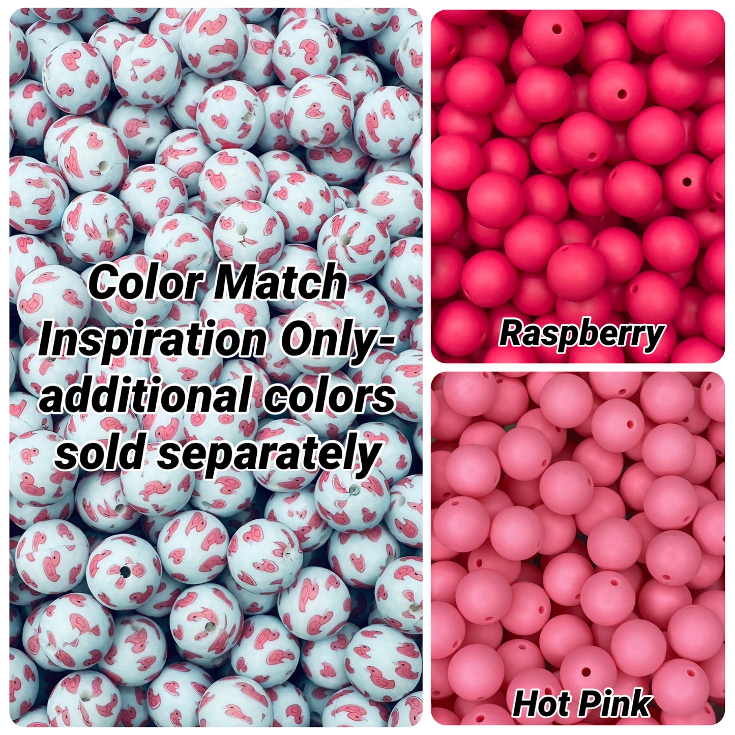 CTS Creation: Pink Ducking Love You Printed 15mm Bead