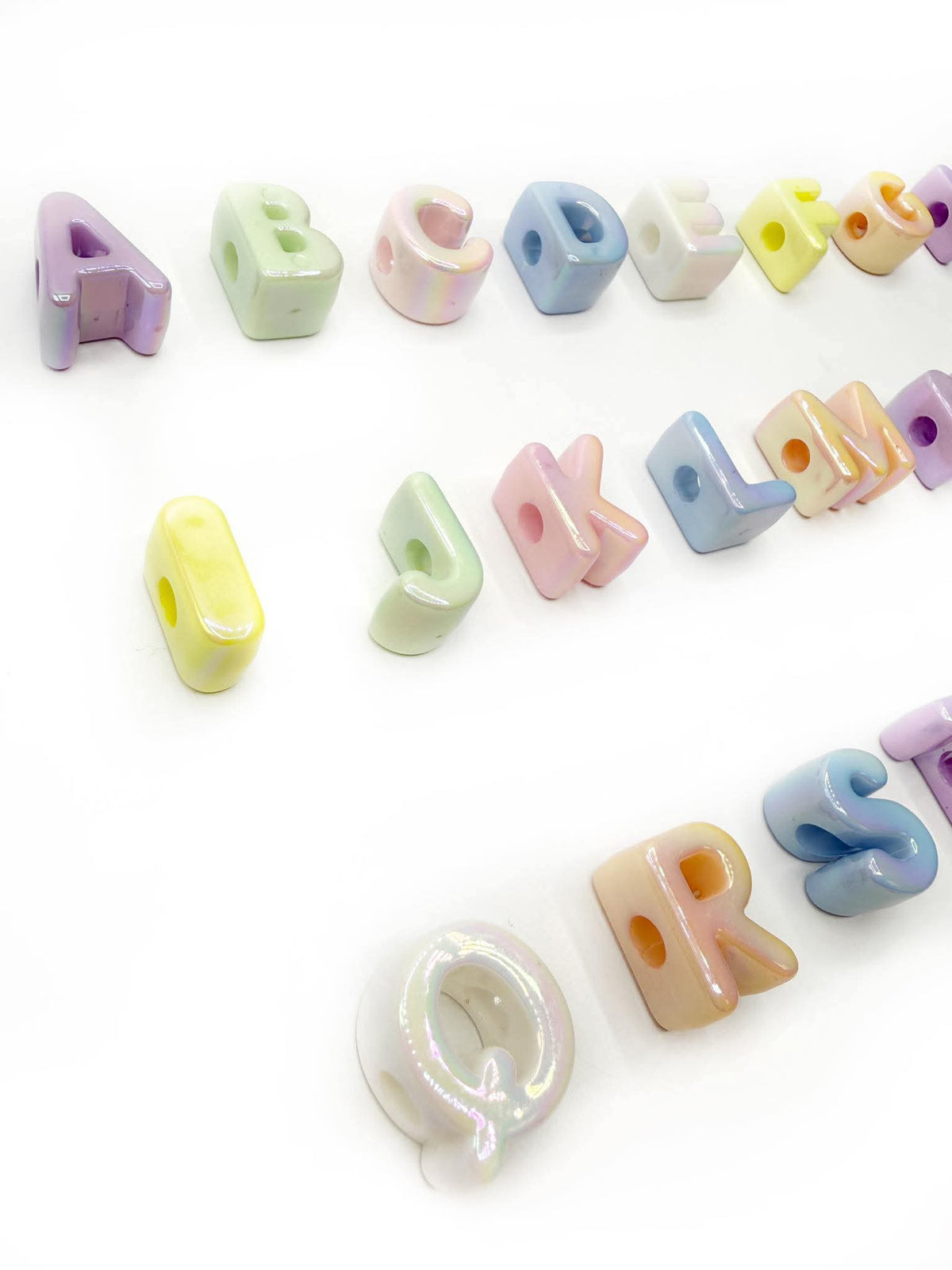 Mixed Pastel SOLID Random Color Acrylic Large 20mm HORIZONTAL Hole Letter Beads
