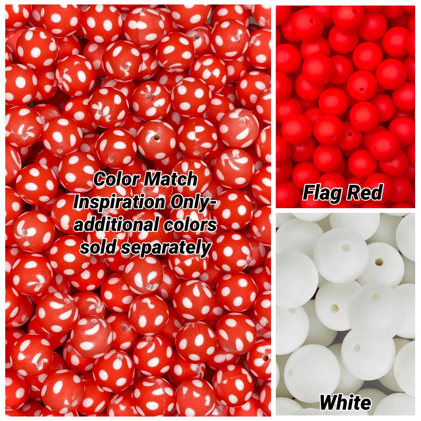 Perle de 15 mm imprimée à pois rouges