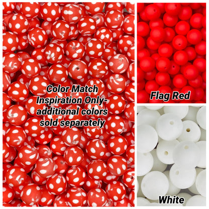Perle de 15 mm imprimée à pois rouges