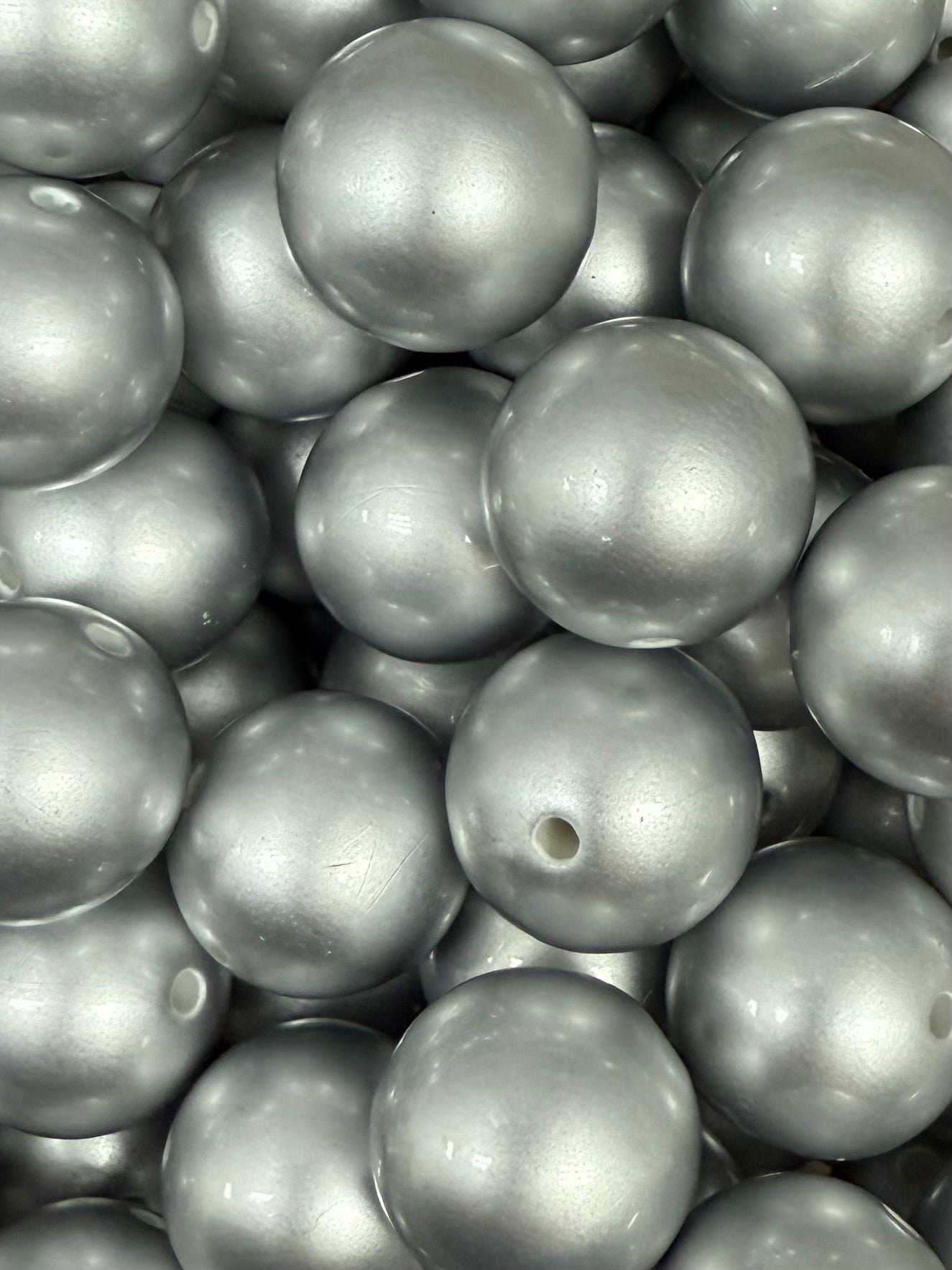 Silver High Gloss 20mm Acrylic Bead