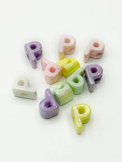 Mixed Pastel SOLID Random Color Acrylic Large 20mm HORIZONTAL Hole Letter Beads