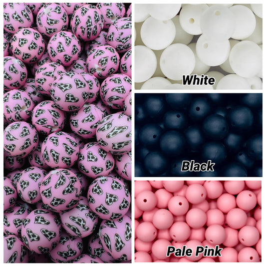 CTS Creation: Cow Hearts Printed 15mm Bead