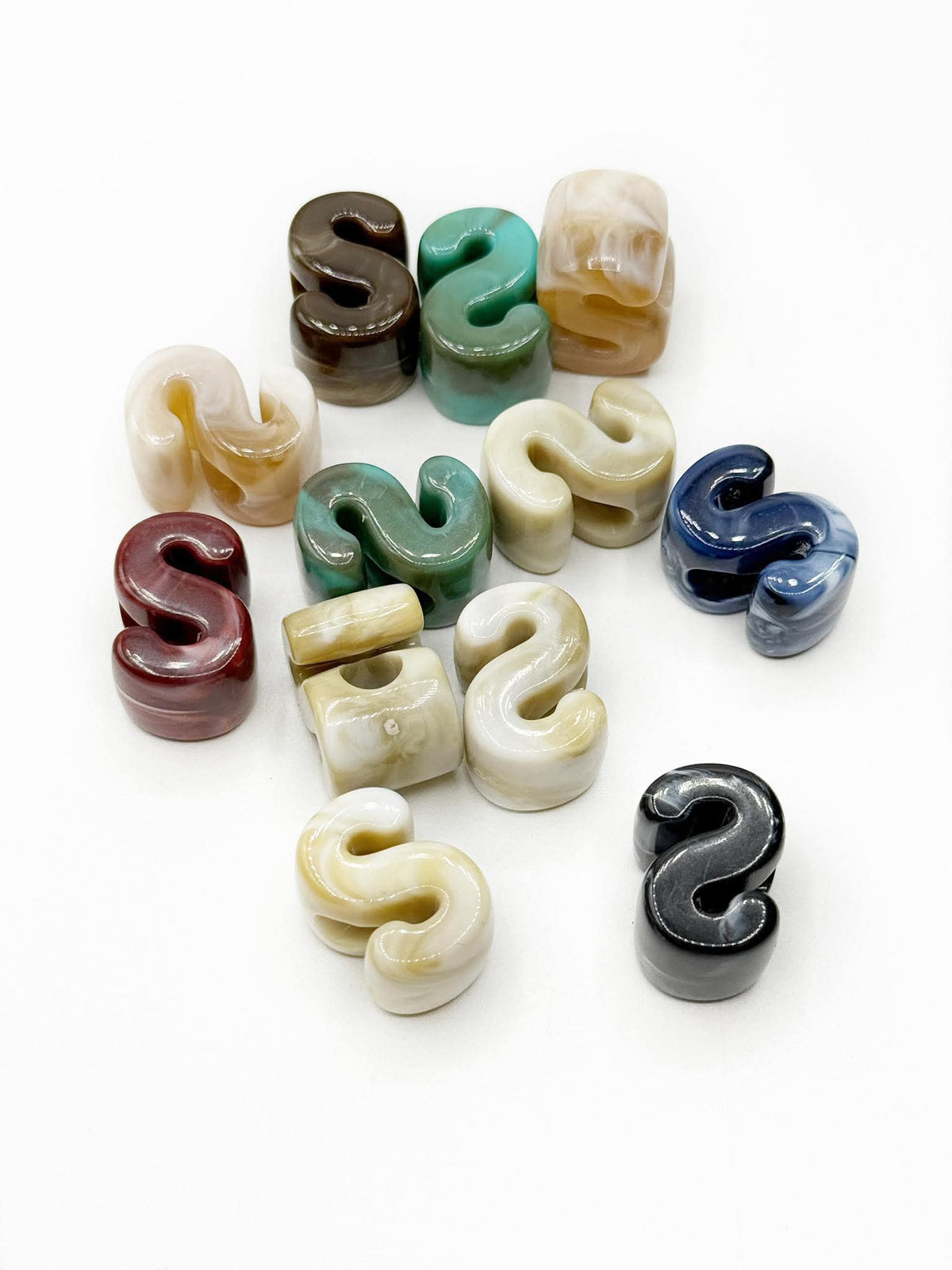 Mixed MARBLE Random Color Acrylic Large 20mm HORIZONTAL Hole Letter Beads