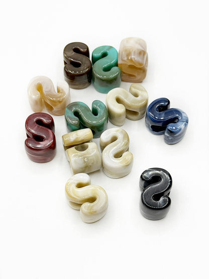 Mixed MARBLE Random Color Acrylic Large 20mm HORIZONTAL Hole Letter Beads