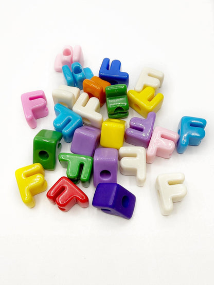 Mixed Primary SOLID Random Color Acrylic Large 20mm HORIZONTAL Hole Letter Beads