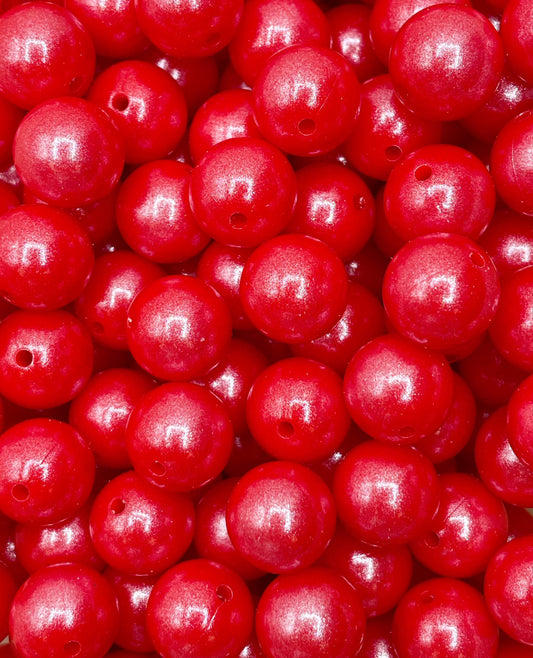 Flag Red Super Shimmer 15mm Beads