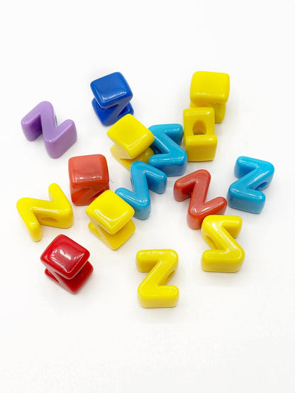 Mixed Primary SOLID Random Color Acrylic Large 20mm HORIZONTAL Hole Letter Beads