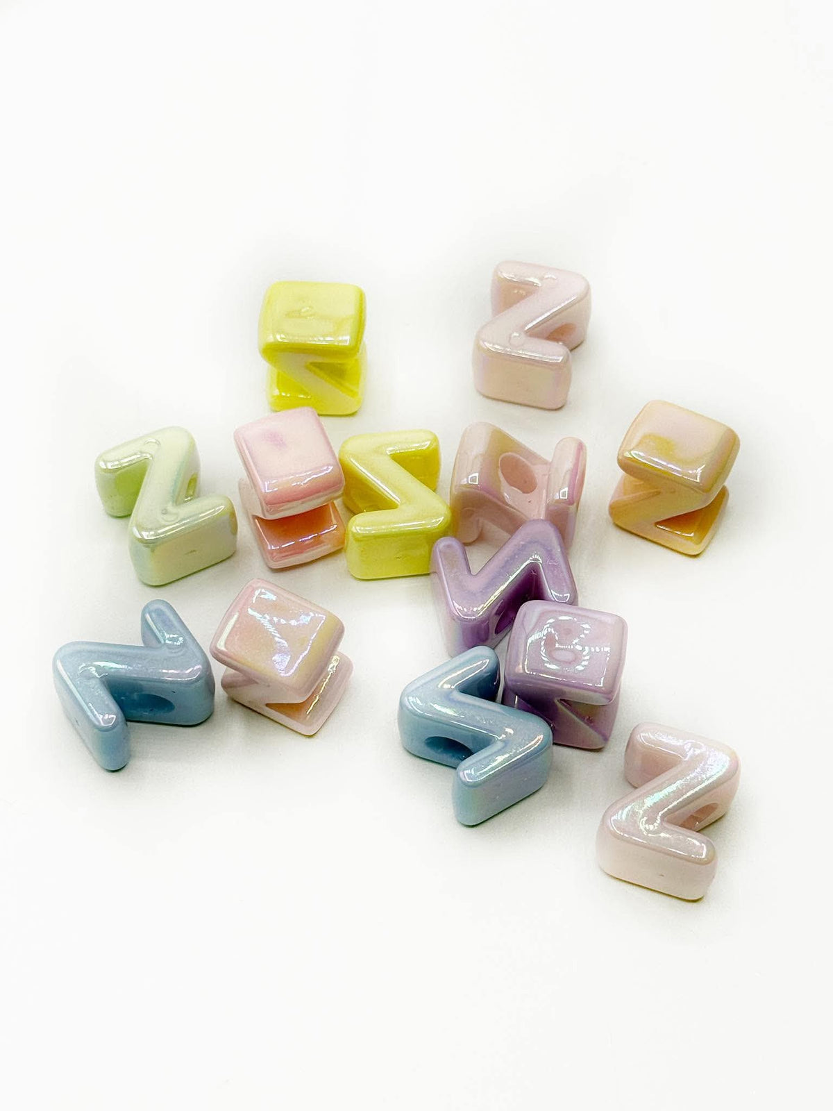 Mixed Pastel SOLID Random Color Acrylic Large 20mm HORIZONTAL Hole Letter Beads