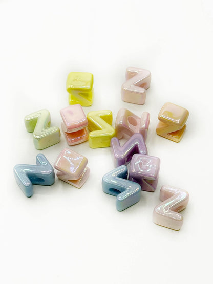Mixed Pastel SOLID Random Color Acrylic Large 20mm HORIZONTAL Hole Letter Beads
