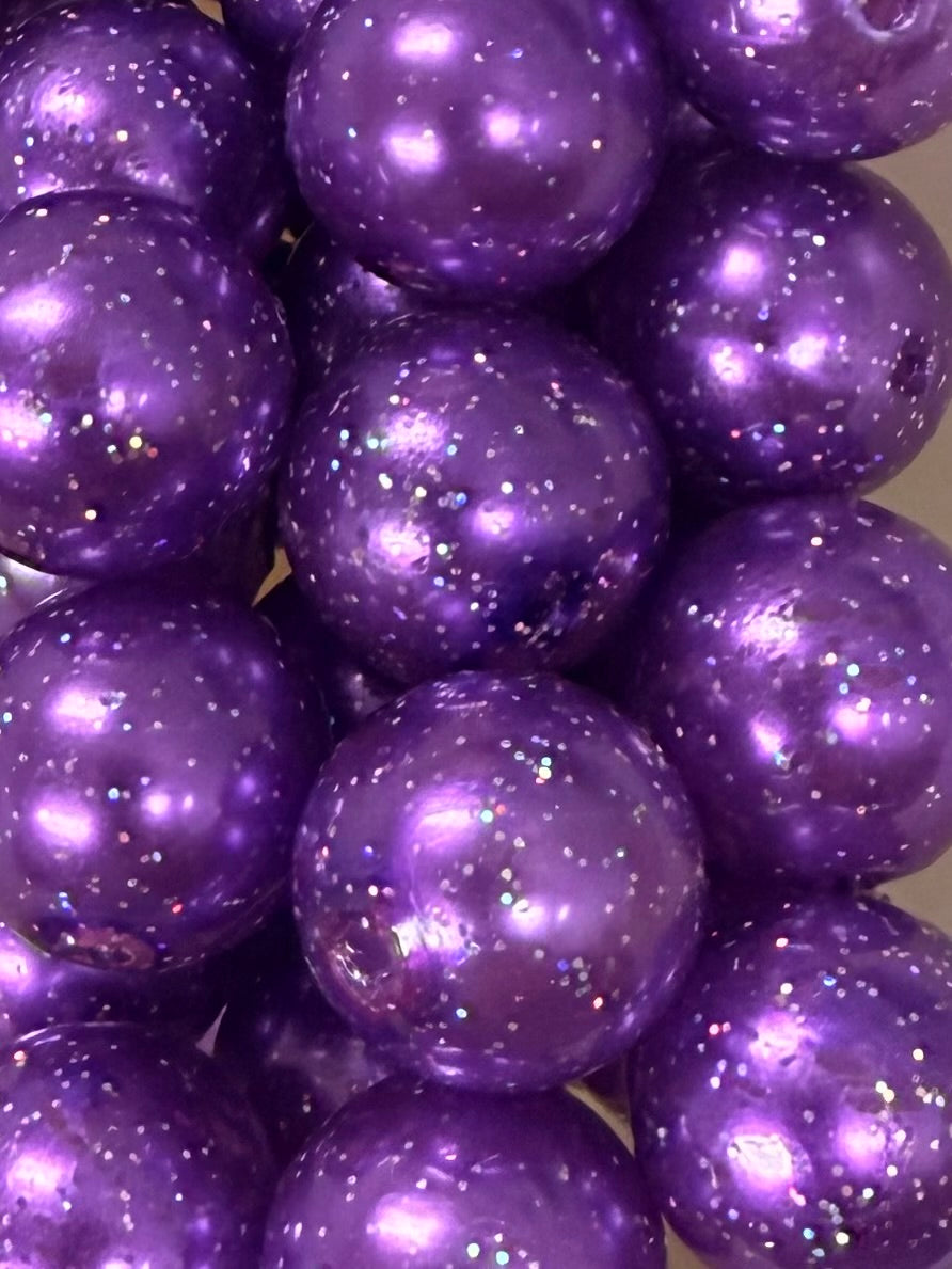 Purple Solid Glitter 20mm Acrylic Bead