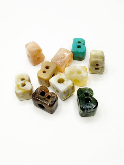 Mixed MARBLE Random Color Acrylic Large 20mm HORIZONTAL Hole Letter Beads