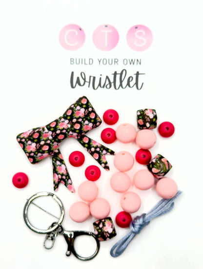 Black Rose Floral Big Bow Energy Wristlet Kit