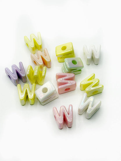 Mixed Pastel SOLID Random Color Acrylic Large 20mm HORIZONTAL Hole Letter Beads