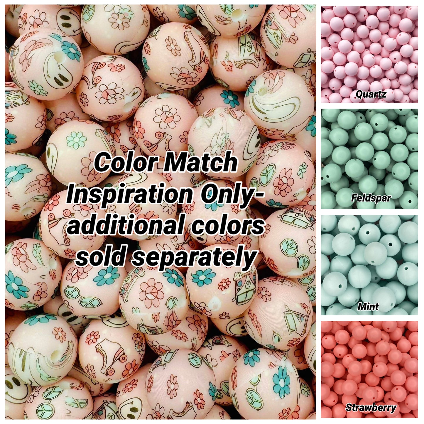 Floral Groovy Glide 15mm Printed Bead