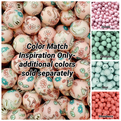 Floral Groovy Glide 15mm Printed Bead