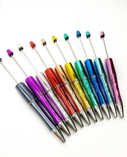 Stylos perlés vierges en plastique chromé