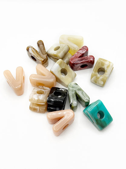 Mixed MARBLE Random Color Acrylic Large 20mm HORIZONTAL Hole Letter Beads