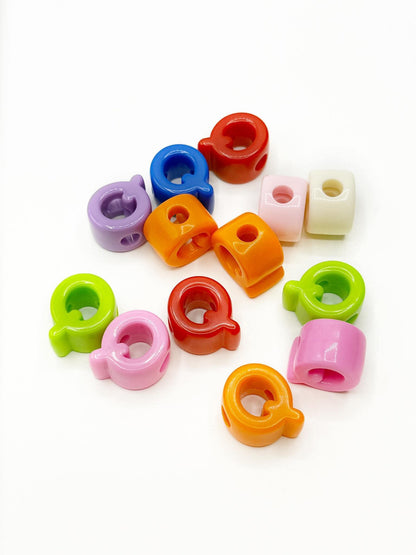 Mixed Primary SOLID Random Color Acrylic Large 20mm HORIZONTAL Hole Letter Beads