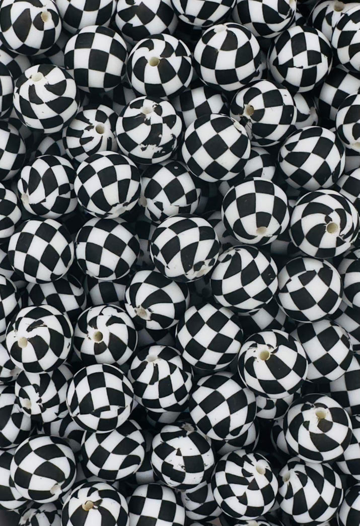 Checkered Printed 15mm Bead