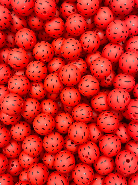 Watermelon Seeds Printed 15mm Bead