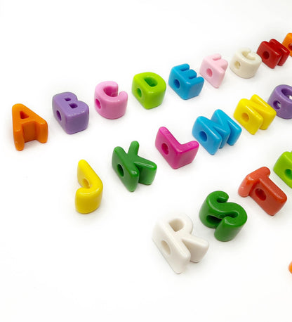 Mixed Primary SOLID Random Color Acrylic Large 20mm HORIZONTAL Hole Letter Beads
