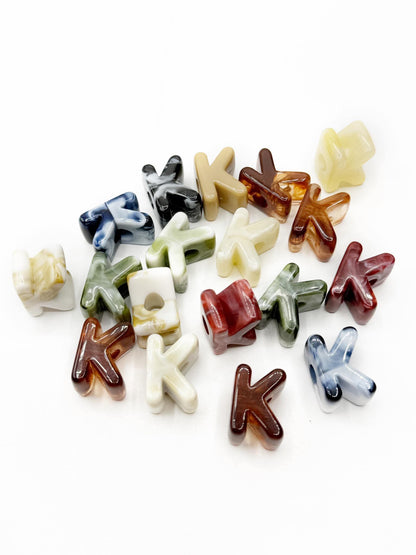 Mixed MARBLE Random Color Acrylic Large 20mm HORIZONTAL Hole Letter Beads