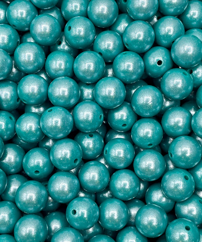 Perles émeraude super chatoyantes de 15 mm