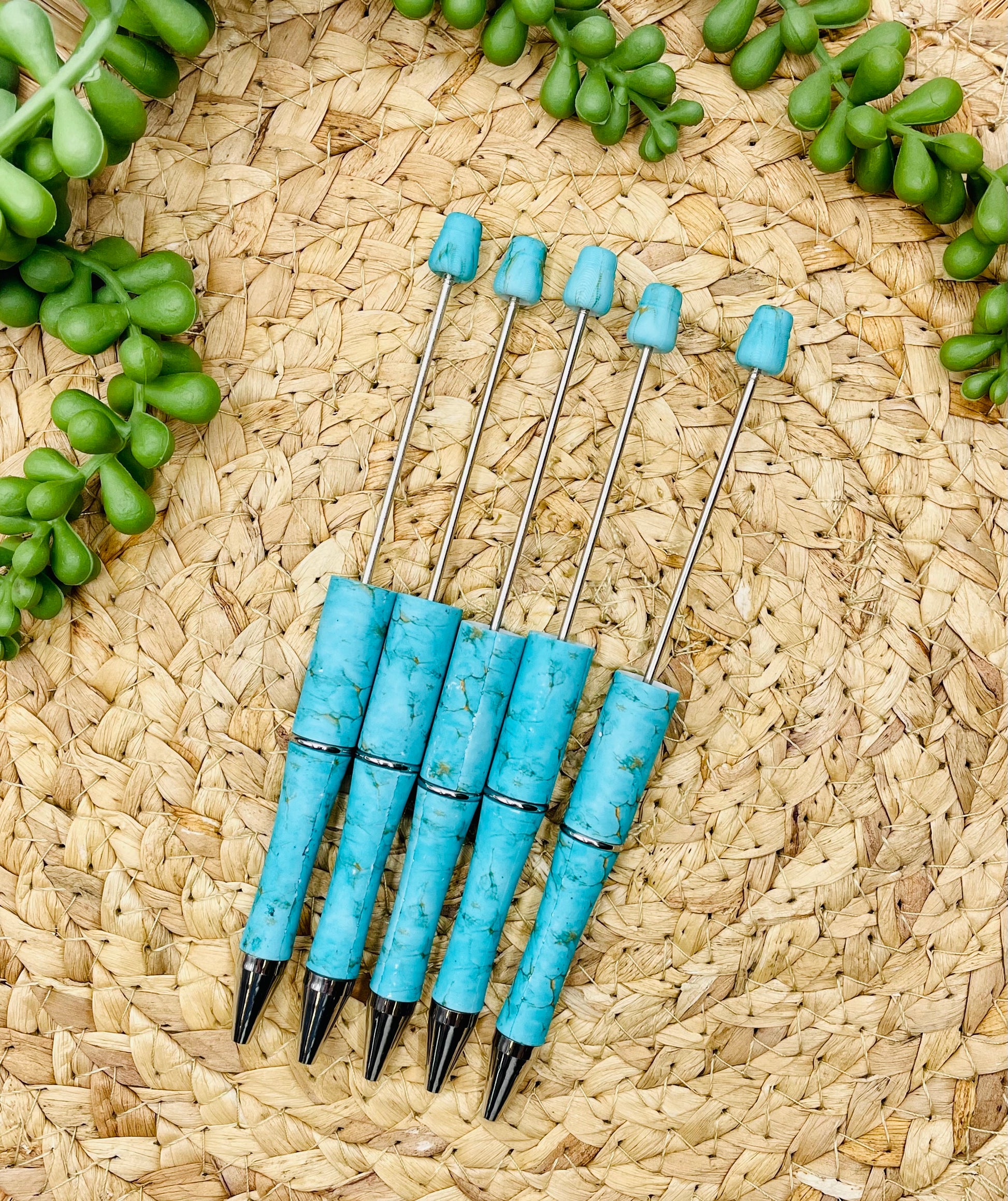 CTS Creation: Turquoise Stone Printed Plastic Beadable Pen**Patent Pen –  CTS Wholesale Silicone