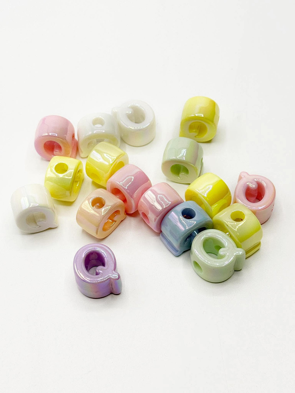 Mixed Pastel SOLID Random Color Acrylic Large 20mm HORIZONTAL Hole Letter Beads