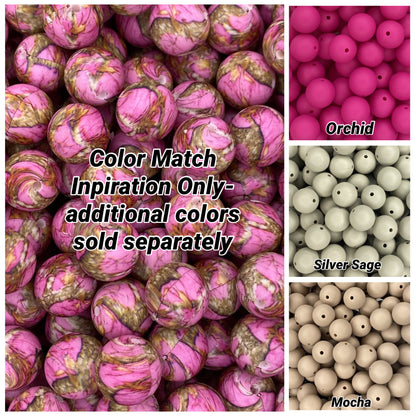 CTS Creation: Pink Classic Camouflage 15mm Printed Bead