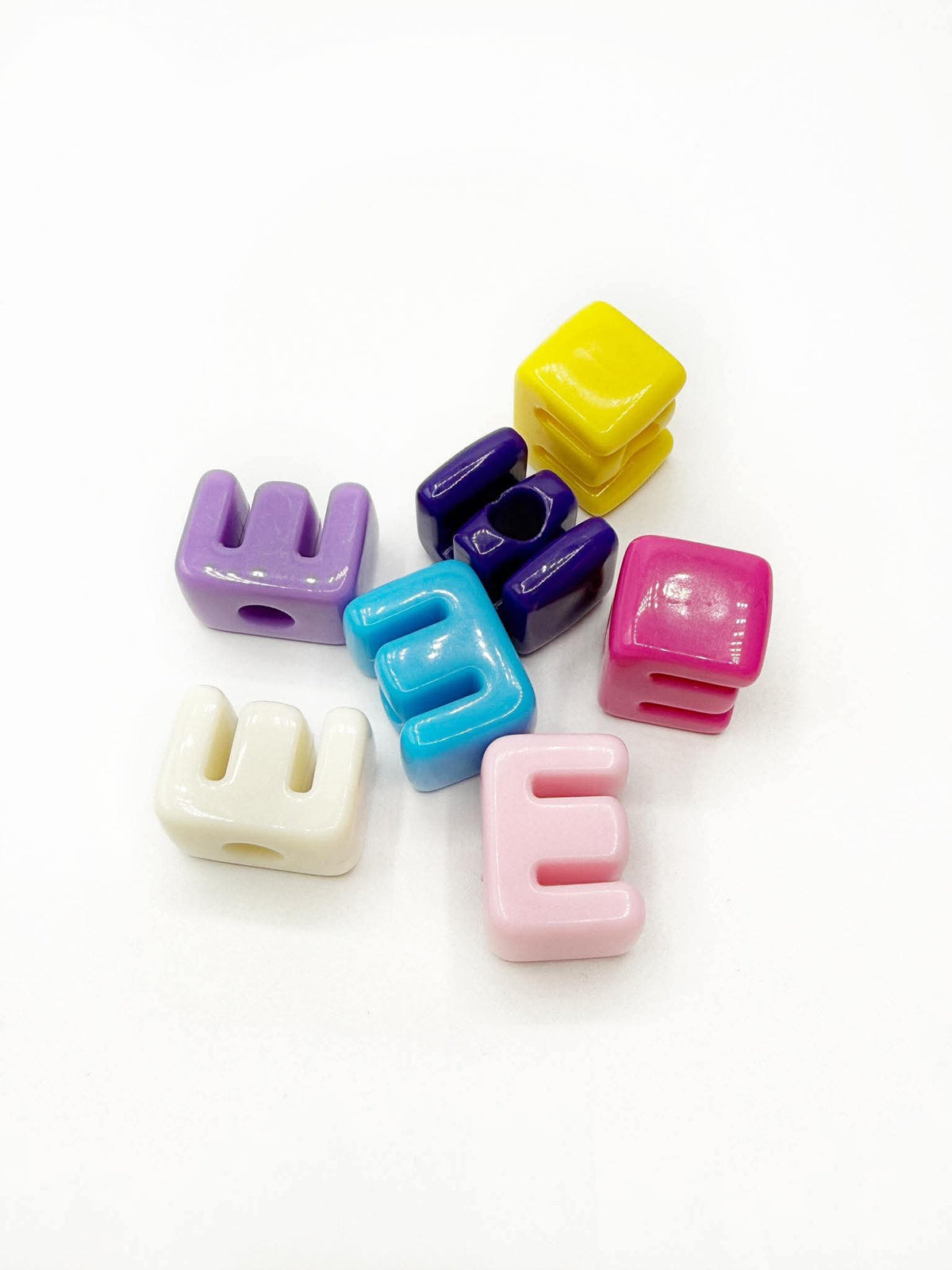 Mixed Primary SOLID Random Color Acrylic Large 20mm HORIZONTAL Hole Letter Beads