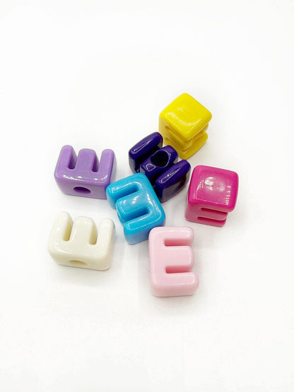 Mixed Primary SOLID Random Color Acrylic Large 20mm HORIZONTAL Hole Letter Beads