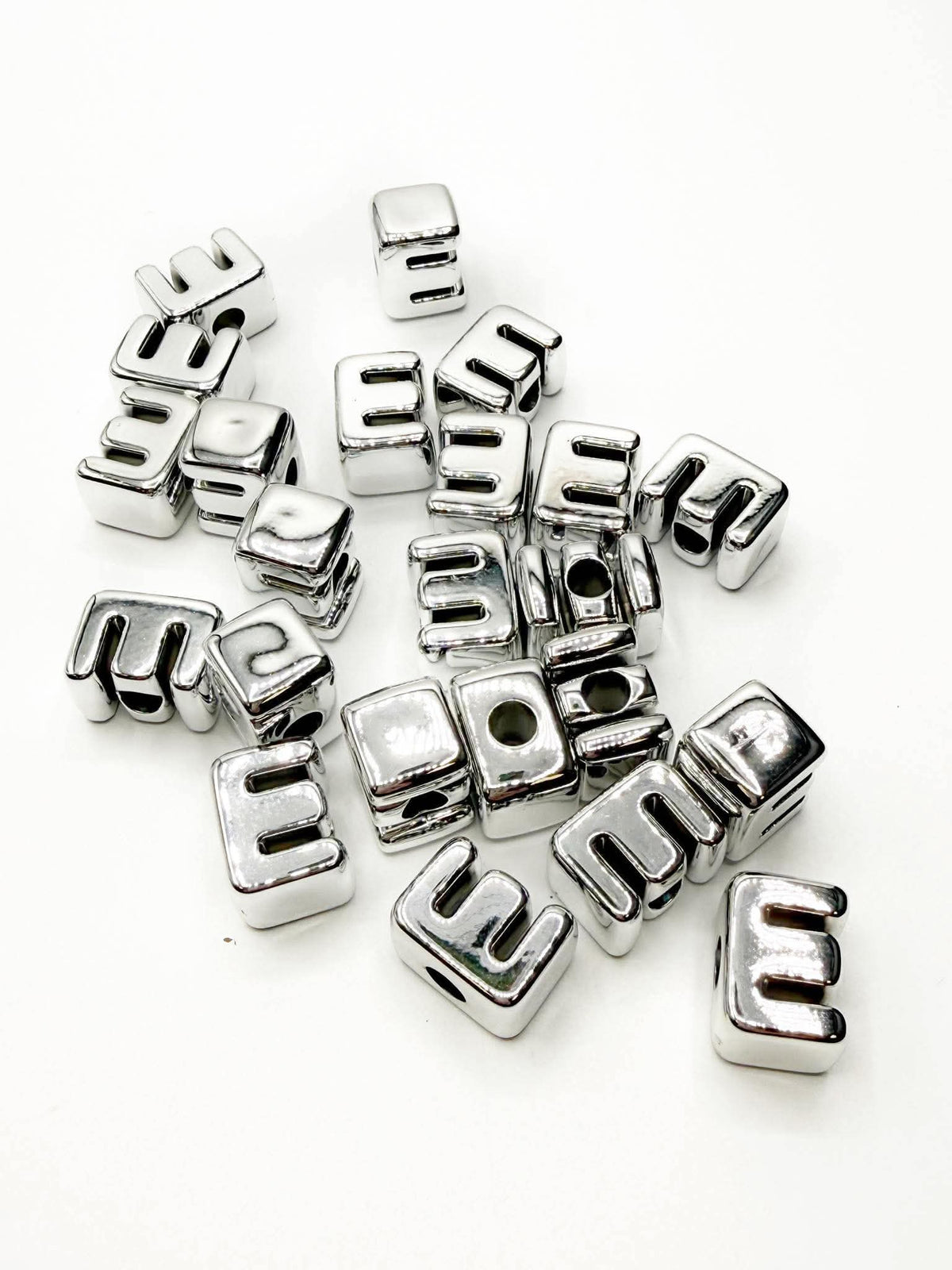 Silver Acrylic Large 20mm HORIZONTAL Hole Letter Beads