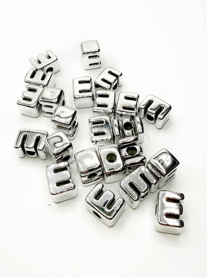 Silver Acrylic Large 20mm HORIZONTAL Hole Letter Beads