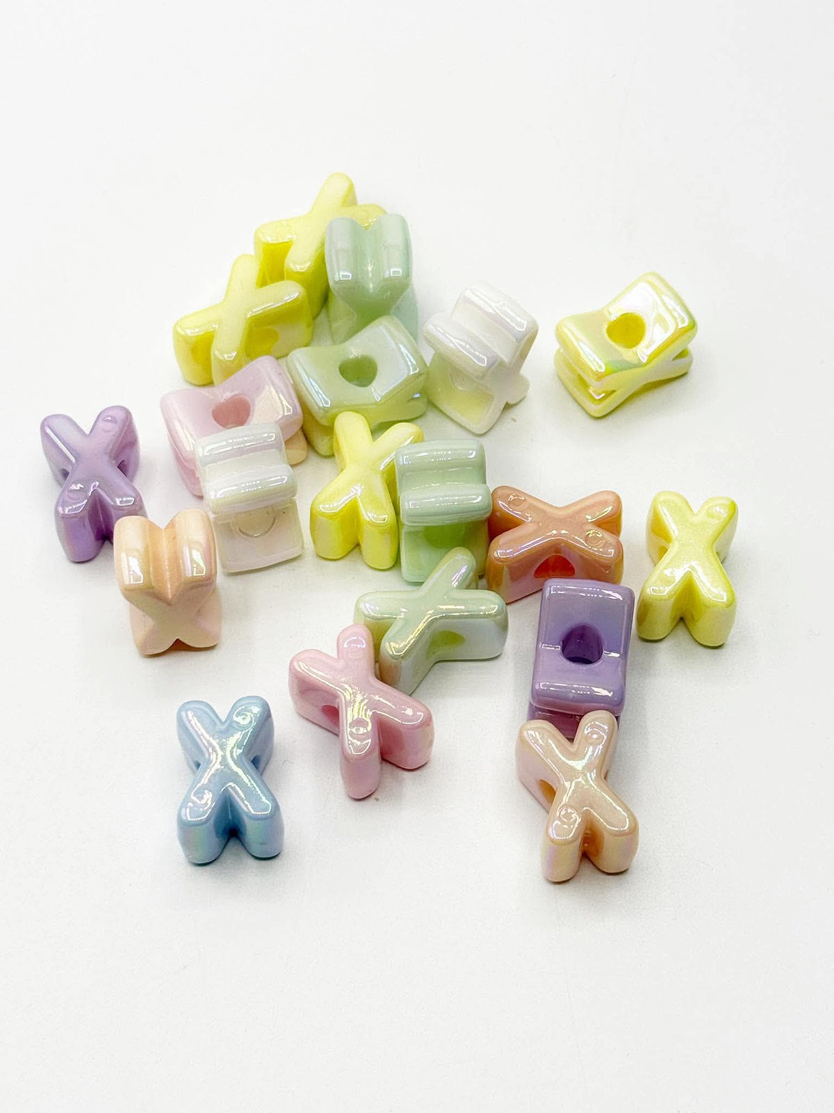 Mixed Pastel SOLID Random Color Acrylic Large 20mm HORIZONTAL Hole Letter Beads
