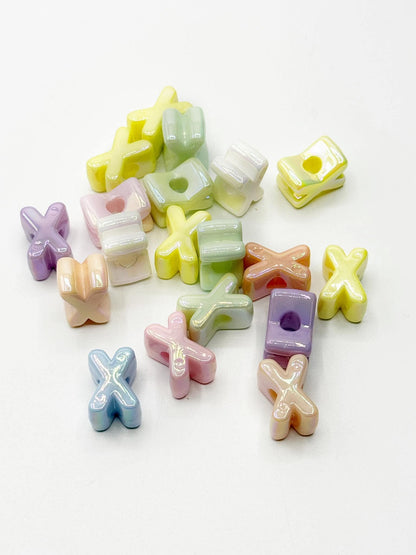 Mixed Pastel SOLID Random Color Acrylic Large 20mm HORIZONTAL Hole Letter Beads