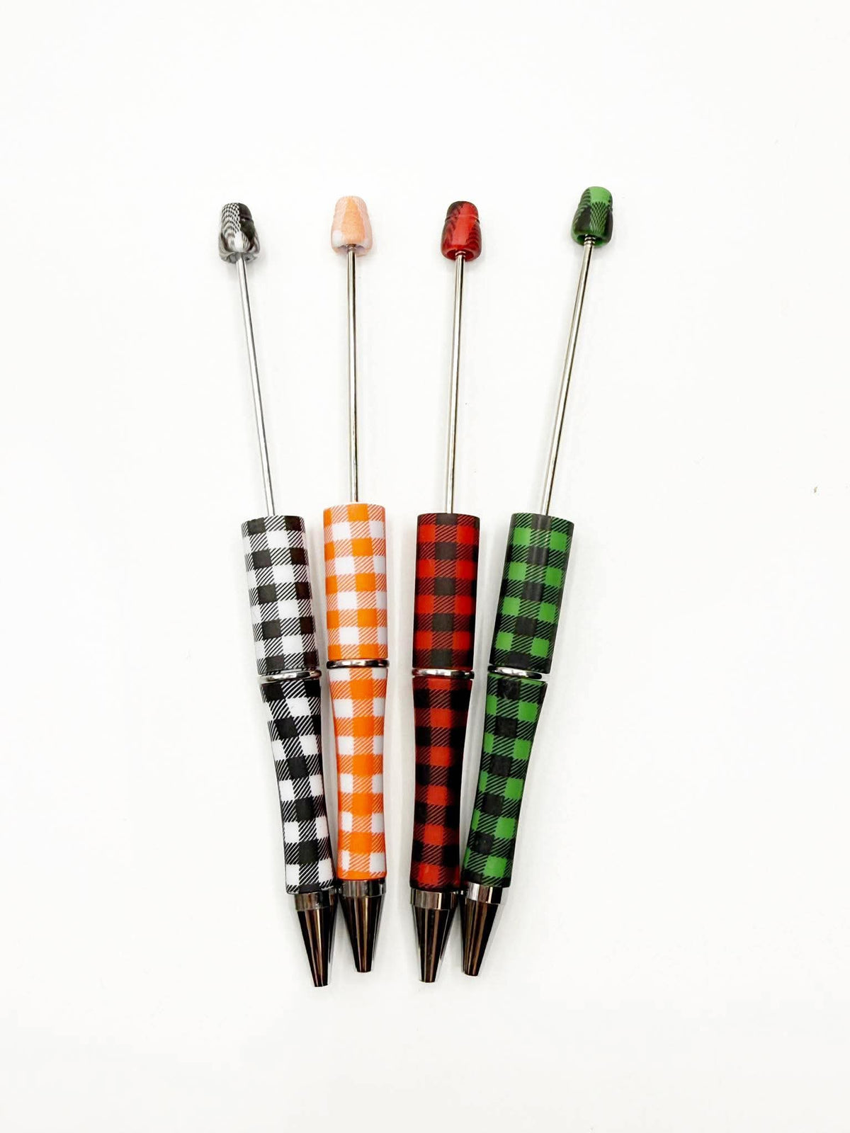 Buffalo Plaid Printed Plastic Beadable Pen