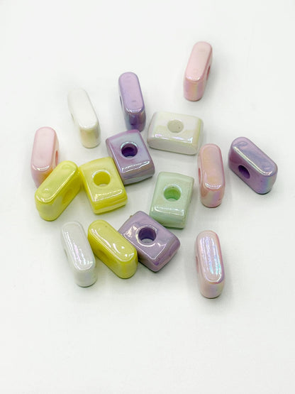 Mixed Pastel SOLID Random Color Acrylic Large 20mm HORIZONTAL Hole Letter Beads