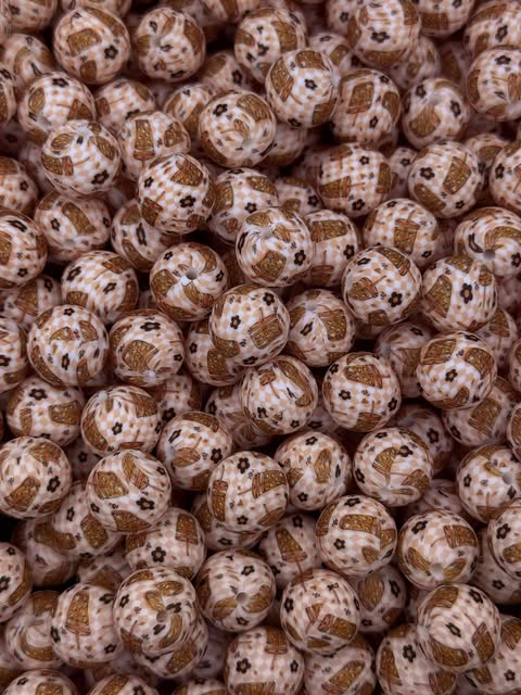 Checkered Brews Printed 15mm Bead