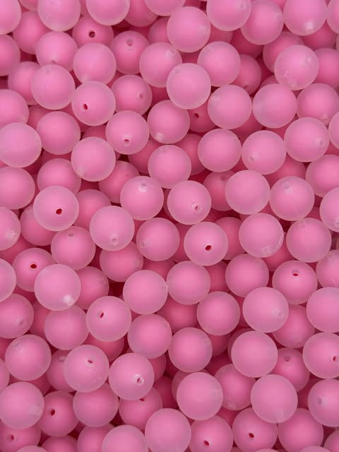 Hot Pink Frosted 15mm Beads