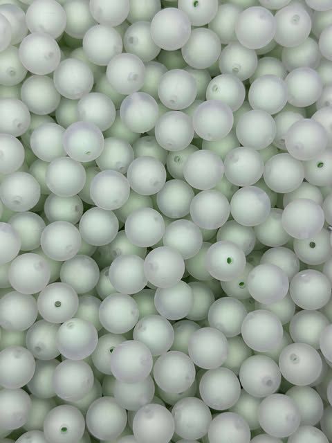 Pale Green Frosted 15mm Beads