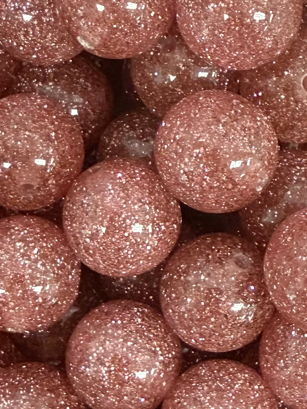 Blush Clear Glitter 20mm Acrylic Bead