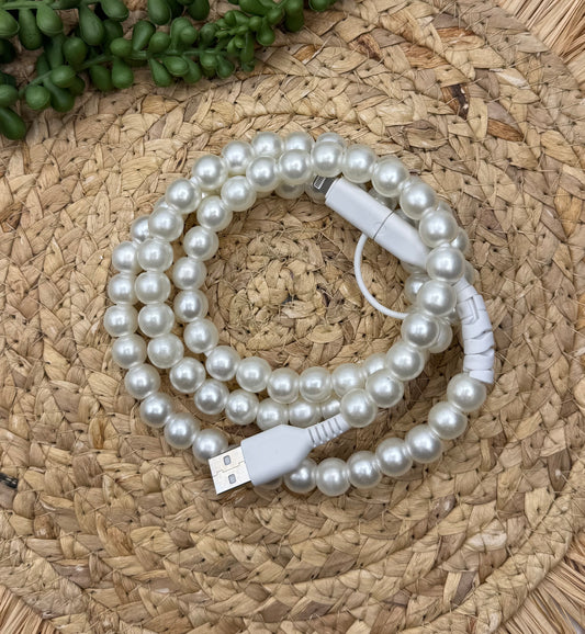 Pearl Beaded USB/USB-C Lightning Cord Charger