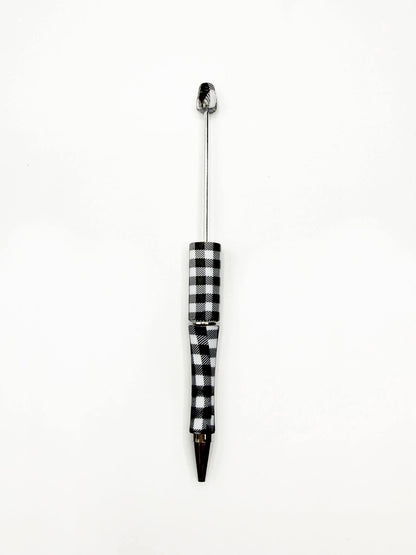 Buffalo Plaid Printed Plastic Beadable Pen