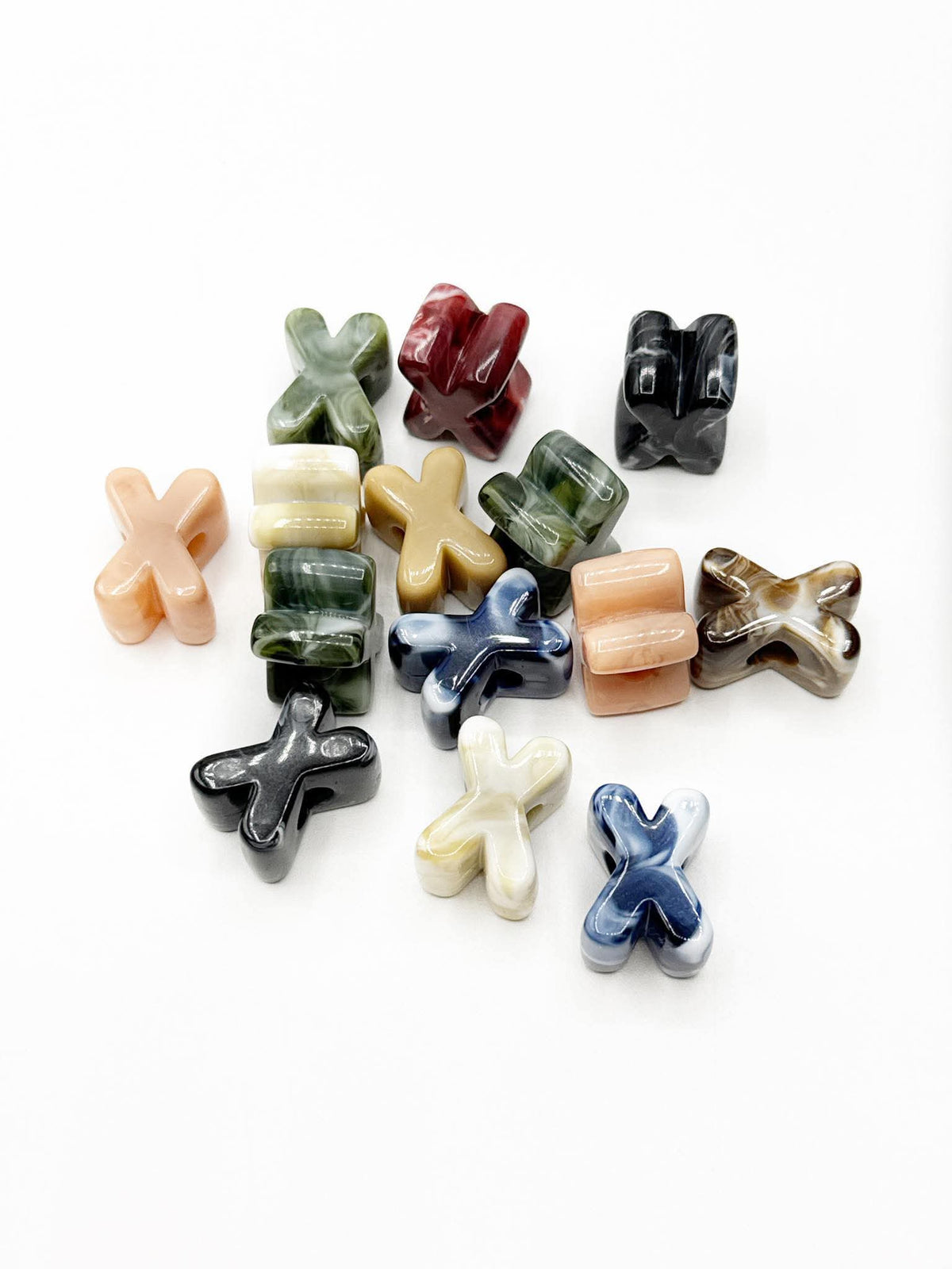 Mixed MARBLE Random Color Acrylic Large 20mm HORIZONTAL Hole Letter Beads