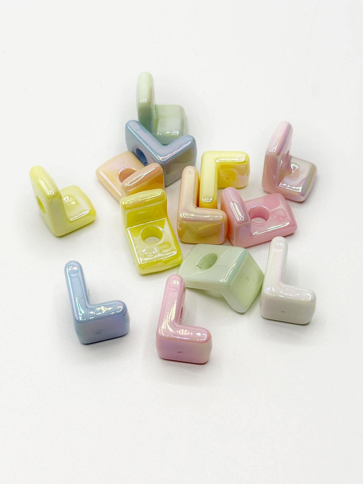 Mixed Pastel SOLID Random Color Acrylic Large 20mm HORIZONTAL Hole Letter Beads