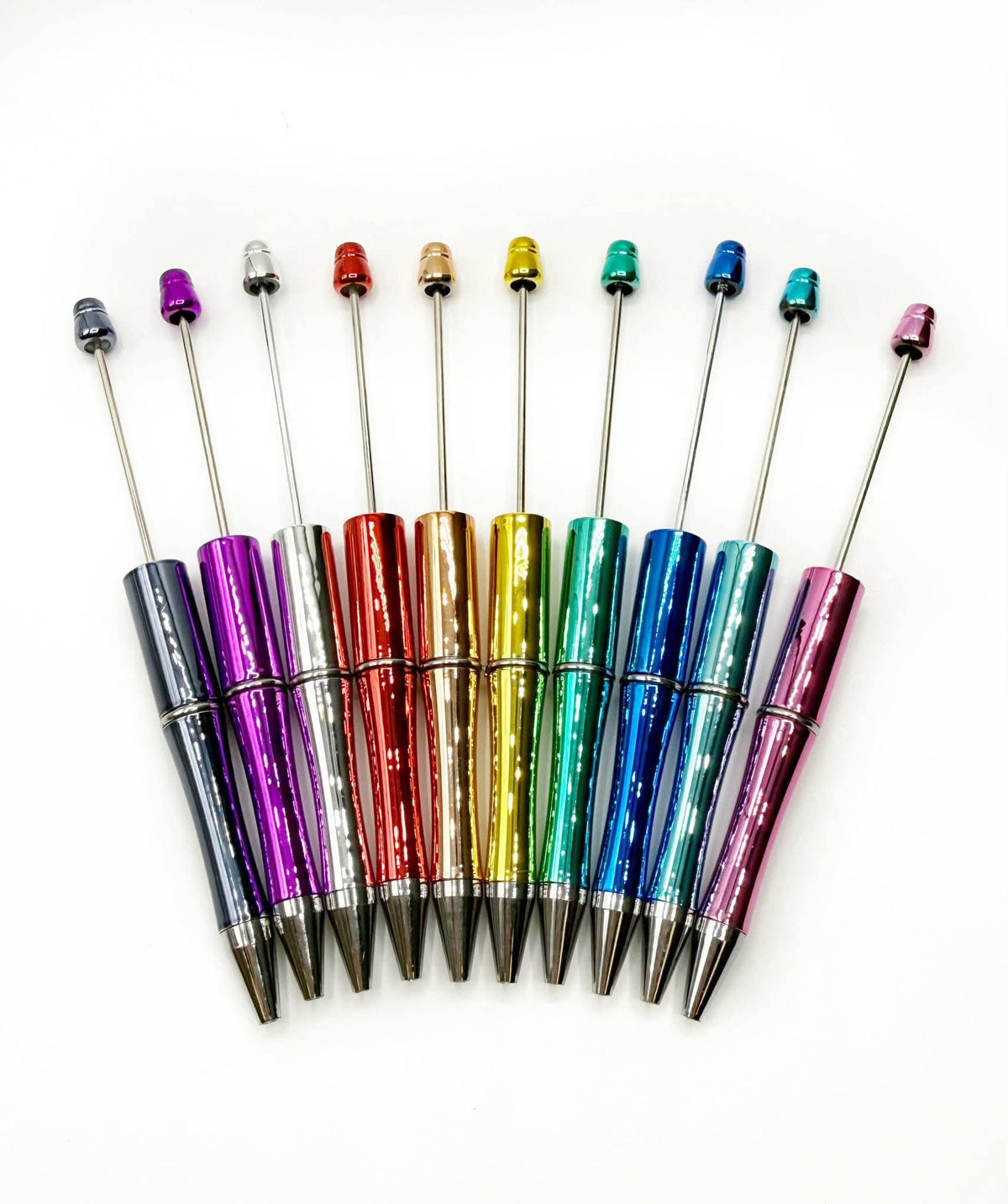 Stylos perlés vierges en plastique chromé
